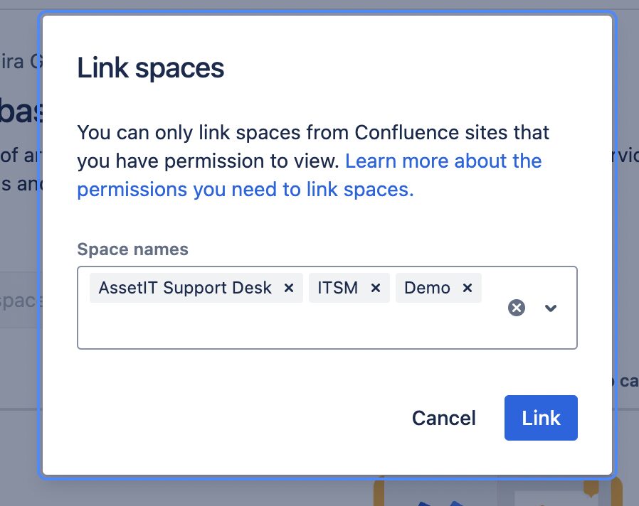 Link the Confluence spaces you want to use with your service project.
